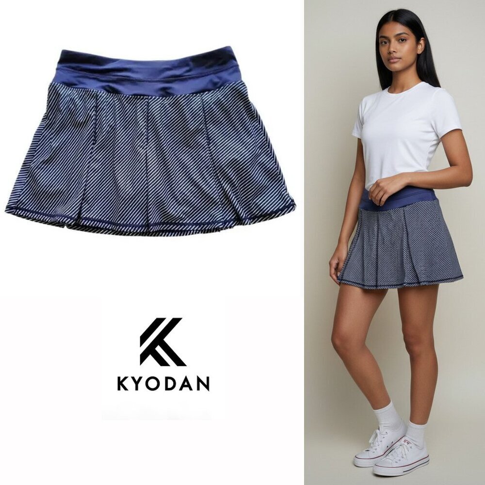 KYODAN Skort Diagonal Striped Navy White Tennis Pickleball Size S